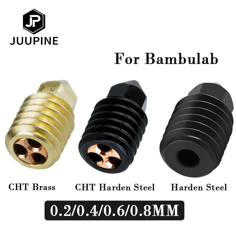 For Bambu Lab Cht Nozzle High Flow 0.2/0.4/0.6/0.8mm Brass Nozzle Upgrade For Bambu Lab Hotend