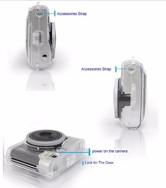 Protective Crystal Clear Carry Case For Fujifilm Instax Mini 90 Instant Camera  Hard Cover Bag With Shoulder Strap With Rope