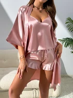 Autumn New Women's Silk Pajamas Sexy Fashion Pajamas Set And Simple Robe Three Piece Women's Loungewear - Image 4
