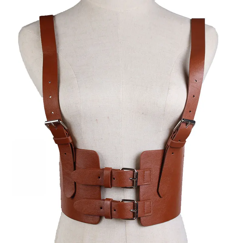 

Steampunk Women's Strap Harness Vintage Waist Cincher with Straps Wide Corset Belt