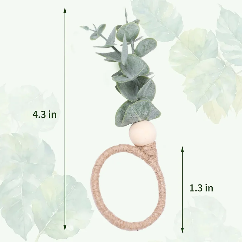12/1Pcs Wedding Napkin Rings Eucalyptus Leaves Napkin Holder Buckles Spring Easter Home Table Decoration Birthday Party Supplies