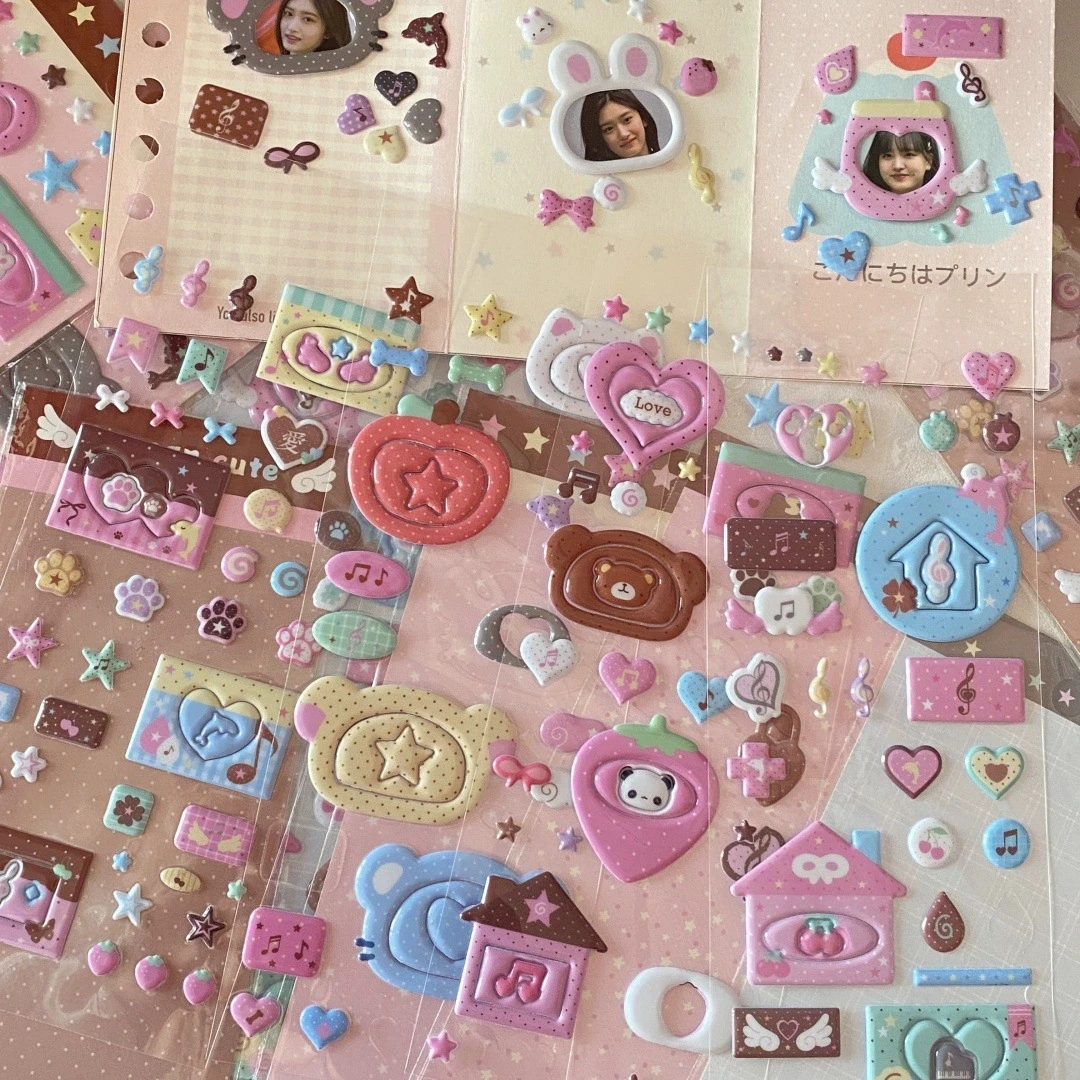 MINKYS 신상품 1개 귀여운 버블 스티커 DIY 스크랩북 스티커 컨페티 폰 카메라 장식 스티커