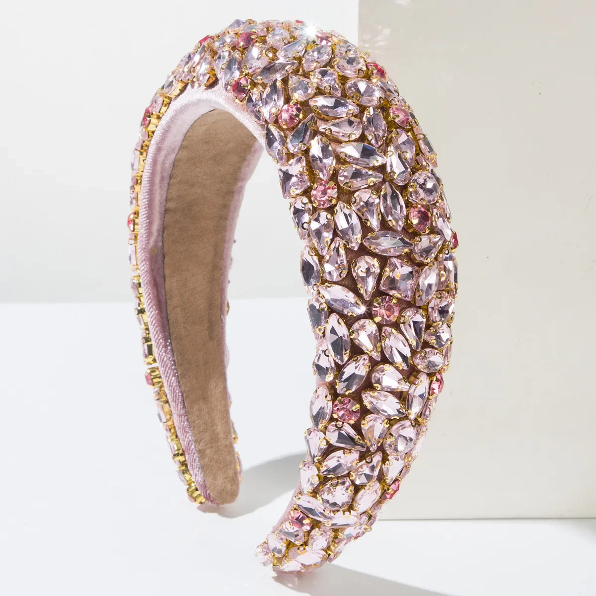 Luxus Kristall Perlen Stirnbänder Für Frauen Bling Sparkly Breite Gepolsterte Haarband Barock Haar Hoop Prom Party Haar Schmuck Kopfbedeckungen
