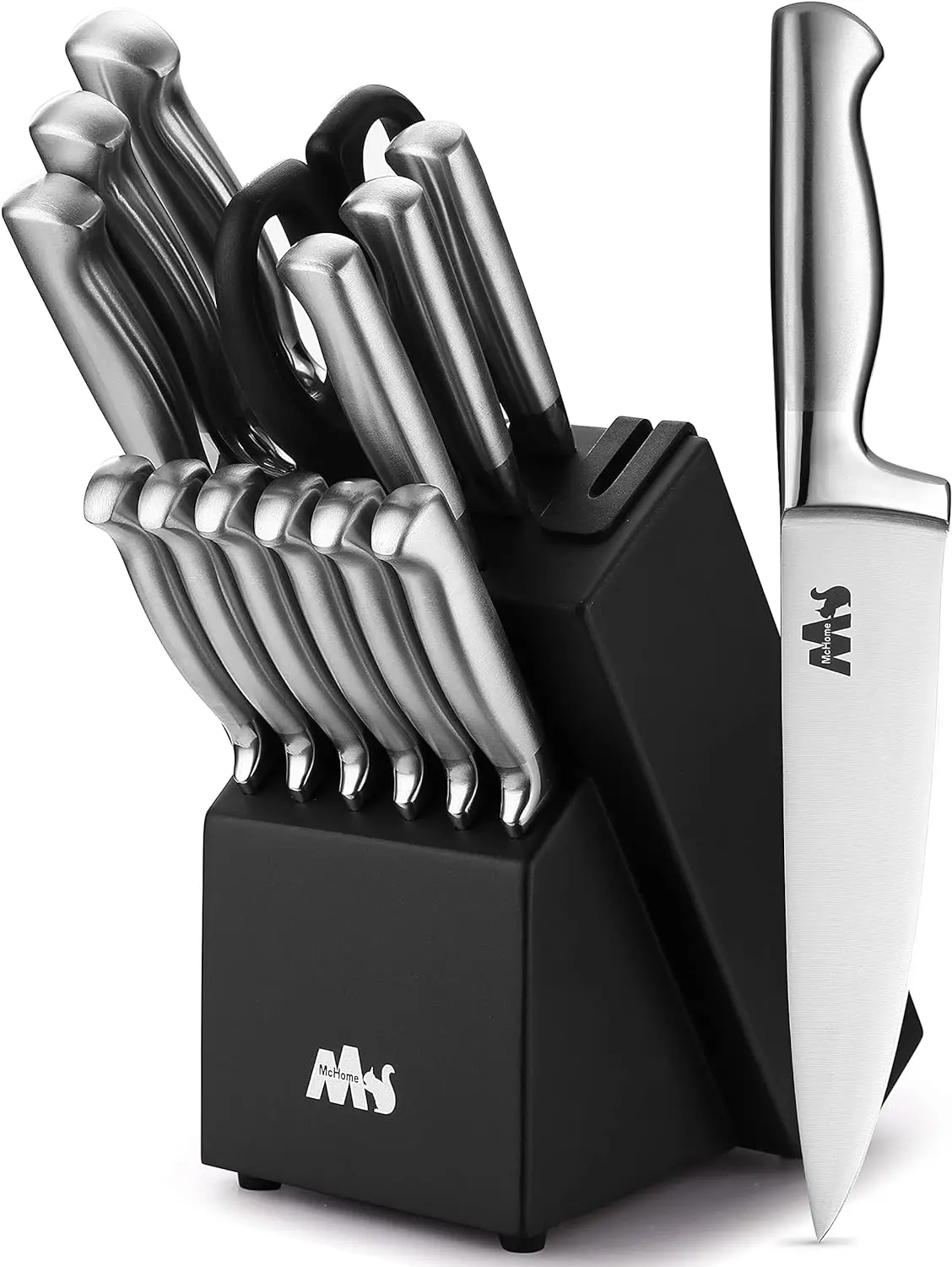 

Knife Sets,15 Pieces German Stainless Steel Kitchen Knives Block Set with Built-in Sharpener Kitchen knife set Ceramic knife Jap