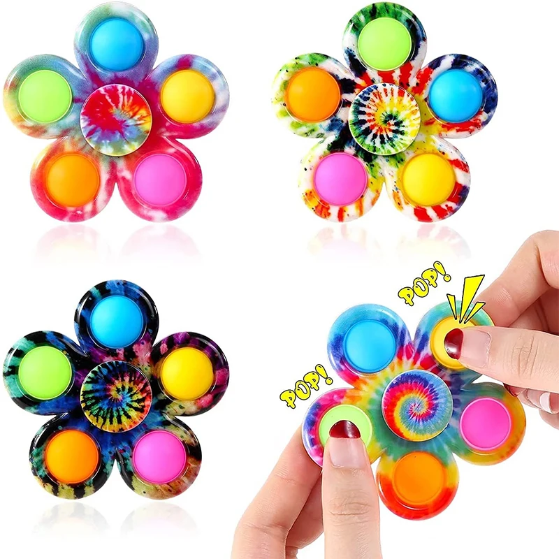 

Tie Dye Simple Fidget Spinner Finger Push Bubble Hand Spinner For ADHD Anxiety Stress Relief Sensory Party Favor For Kids Gifts