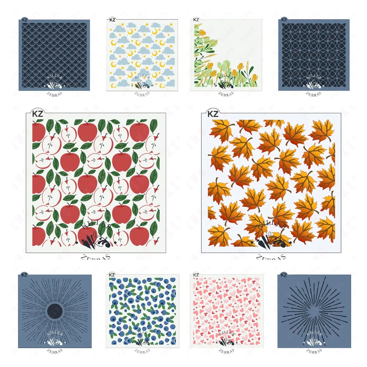 Plantilla de capas Diy para pintar álbumes de recortes, hojas decorativas en relieve, flores de sirena, círculos, manzana, sueños, arándanos, plantilla