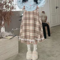 Jupe à carreaux pour femmes, douce et mignonne, Vintage français, Style Preppy, assortie avec tout, Harajuku Kawaii, vêtements Chic Y2k, automne hiver 2
