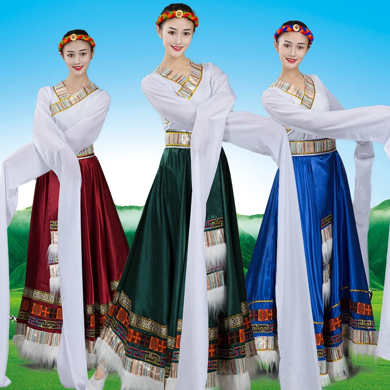 Tibetan Dance Performance Costume Show Event Tibetan Tops Ethnic Dance Costume Practice Big Swing Skirt Tujia Ethnic