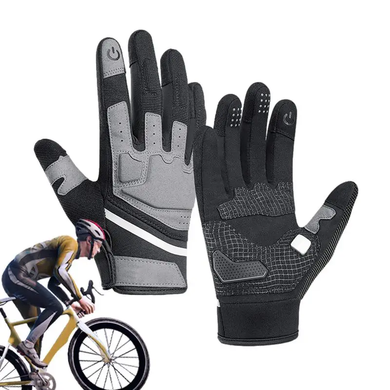 

Зимние велосипедные перчатки, светоотражающие велосипедные перчатки с закрытыми пальцами, велосипедные перчатки с закрытыми пальцами, амортизирующие дышащие перчатки для сенсорного экрана