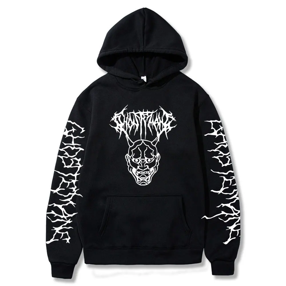 thumbnail image 1 of Ghostemane-Sudadera con capucha y estampado de doble cara para hombre, ropa de calle masculina de estilo Hip Hop, de Metal y Rock, de gran tamaño, estilo gótico, 1 of 5