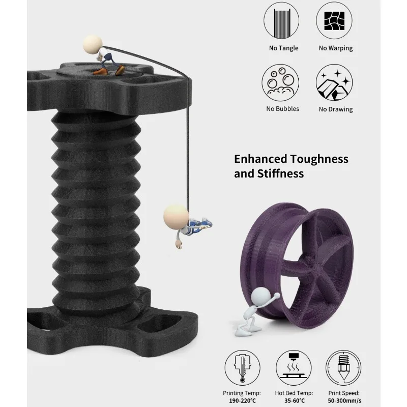 컬러 탄소 섬유 필라멘트, PLA 필라멘트 1.75mm 탄소 섬유 PLA(파란색, 녹색, 커피색, 갈색, 빨간색), 고정밀 +/-0.02mm,1kg/250g