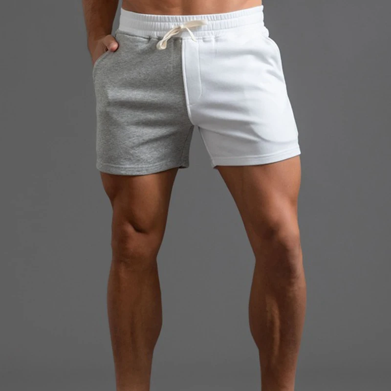 Heavywood Fashion Mens Casual Shorts Cotton Sleep Shorts Patchwork Elastic Waist Sweatshorts Man Jogging 3