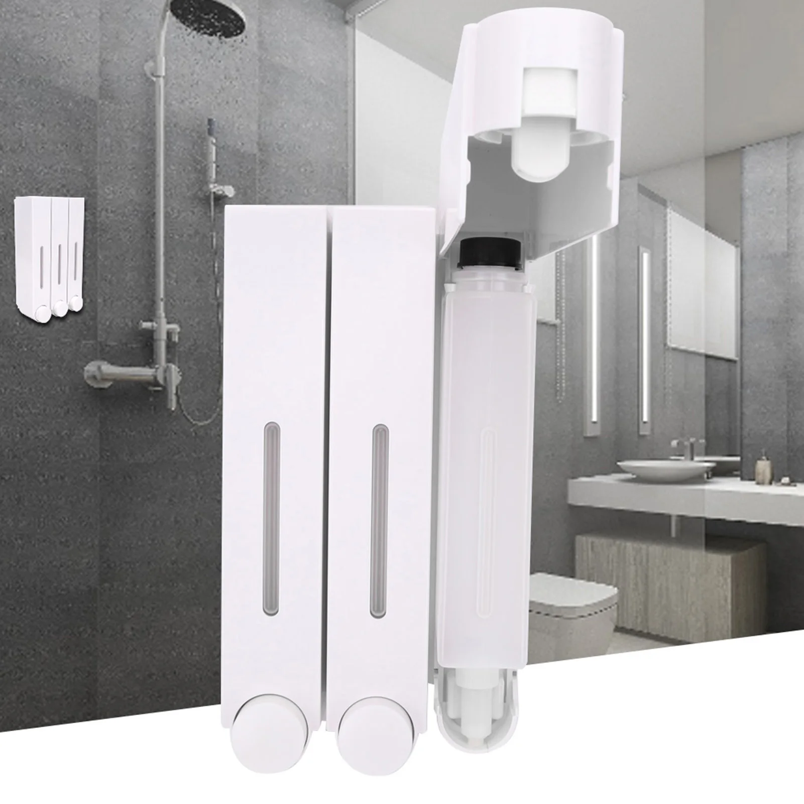 Triple 420ML Soap Dispenser Wall-mount Shower Bath Shampoo Lotion Dispenser Liquid Soap Container Hotel Bathroom Accessories