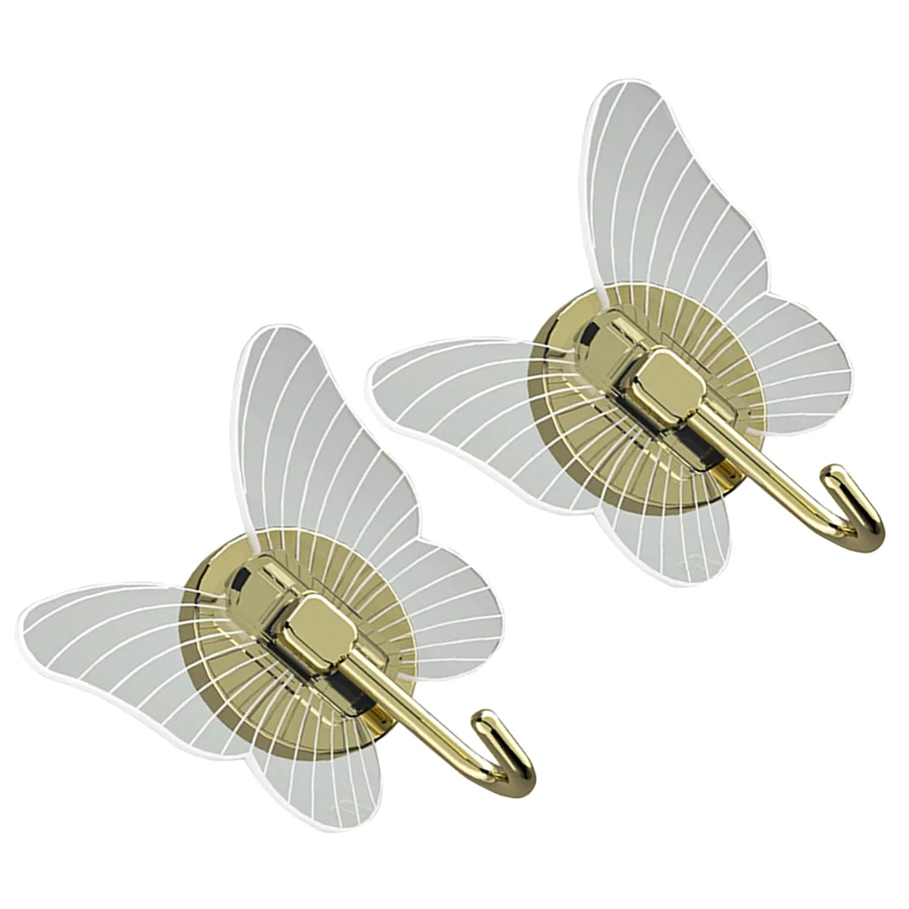

Personalized Transparent Butterfly Shape Nail-free Wall Storage Hooks 2pcs Bathroom Towel for Adhesive Sticky Hanging Key Decor