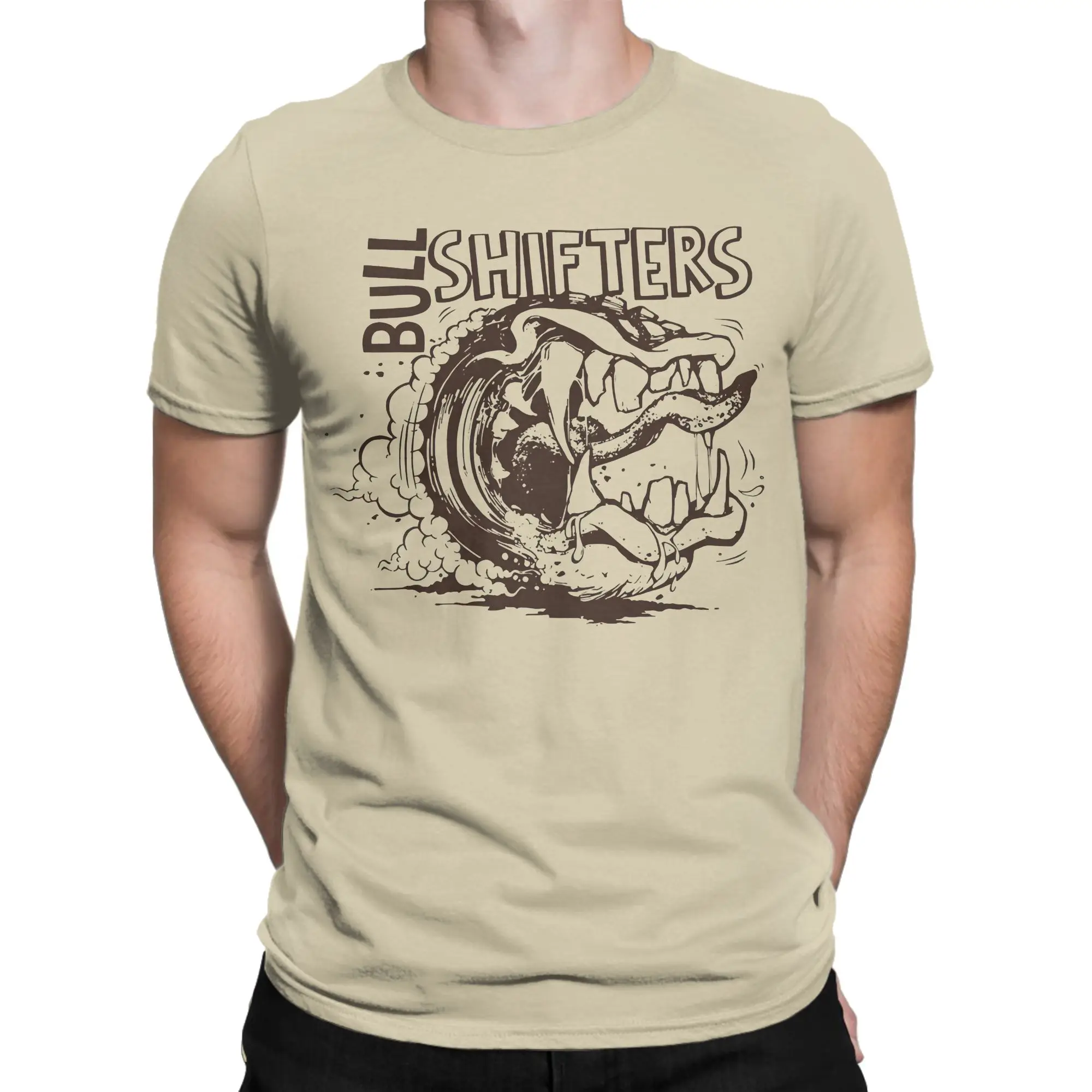 Vintage Bull Shifter Men's Cotton Graphic T-Shirt - Short Sleeve O-Neck Summer Tee