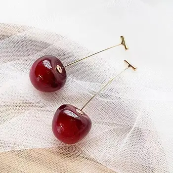 Cute Cherry Earrings Fashionable and Sweet Fruit Pendant Earrings Ladies' Jewelry Cherry Dangle Earring Accessories Gifts 2