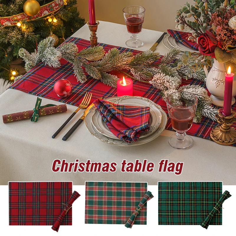 

Классическая красно-зеленая Рождественская клетчатая скатерть для стола из полиэстера окрашенная в пряжку столовая скатерть для домашнего хозяйства