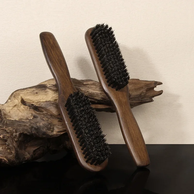 Wood Handle Boar Bristle Beard Brush Shaving Tool Hair Brush Wooden Curved Men Beard Shaving Brush Hair Stylist Mustache Brushes 1