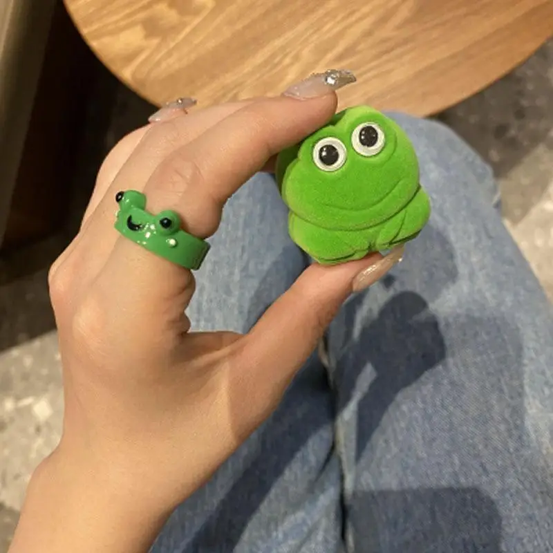 Cute Cartoon Frog Shaped Ring Couple Valentine's Day Frog Ring Cute Animal Ring Accessories Best Friend Pairing Ring Gifts