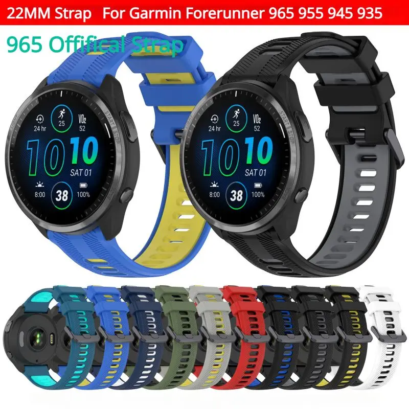 

22MM Smart Watch Band For Garmin Forerunner 965 955 945 935 745 Descent G1 Fenix 5 6 Silicone Wrist Strap Bracelet Accessories