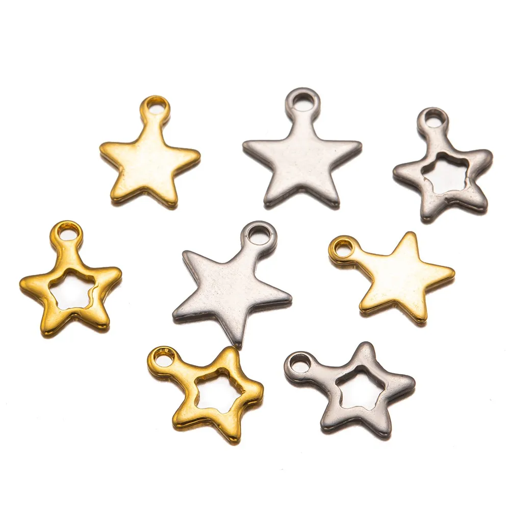 

20Pcs Stainless Steel Star Pendants Bulk Mini Hollow Pentagram Charm Pendants For DIY Bracelets Necklace Jewelry Making Supplies