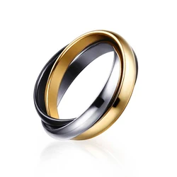 Elegant Stainless Steel Braided Interlocked Rolling Anxiety Ring - Ideal for Wedding, Promise, or Anniversary (Black)