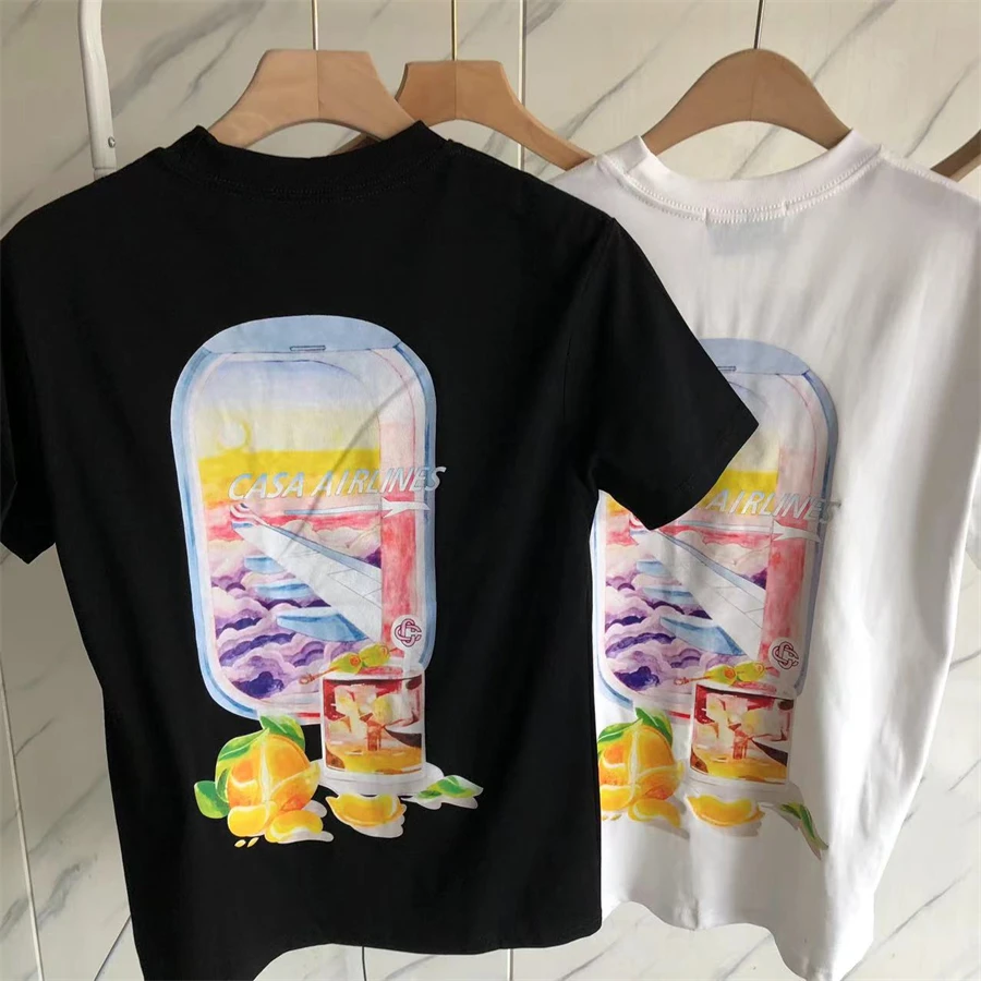 

23SS New Triangle Aircraft Printing Casablanca T-Shirt Men Women Hip-Hop Top Tee Casual T Shirt