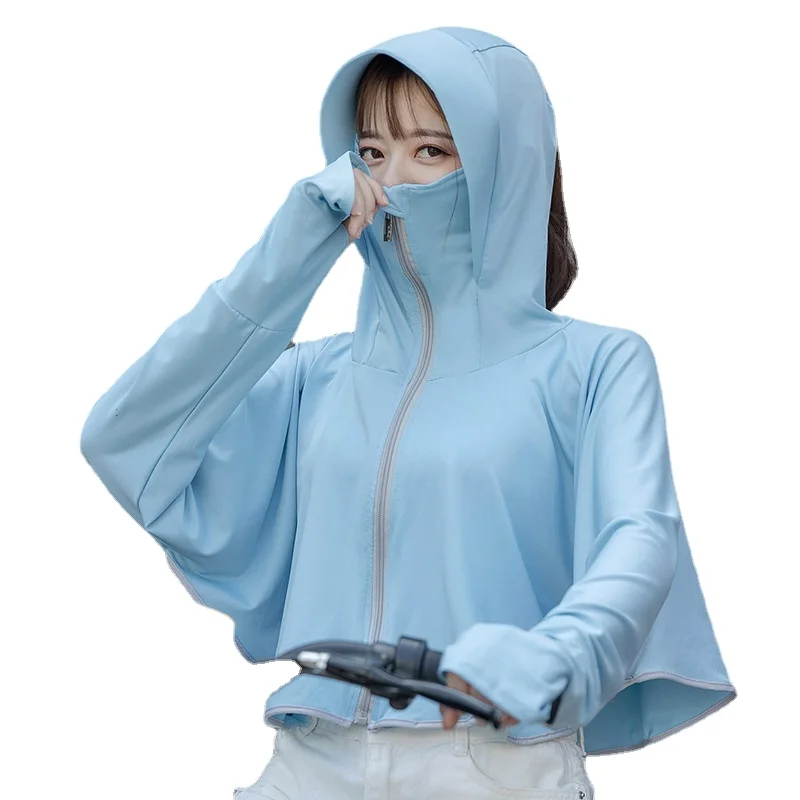 

Ice Silk Sunscreen Coats Women's 2023 Summer Jackes Ultra-Light Cycling Hooded Sunscreen Woman UV Jacket Outdoor Wear Mujer