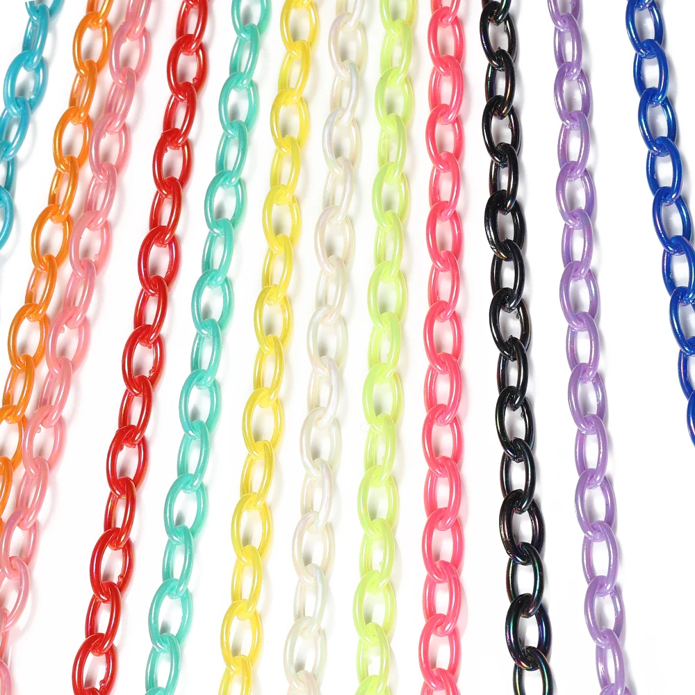 10pcs 50cm Colorful Acrylic Link Plastic Chain Lobster Clasp For diy Jewelry Making Keychain Kids Necklace Bracelet Chains |