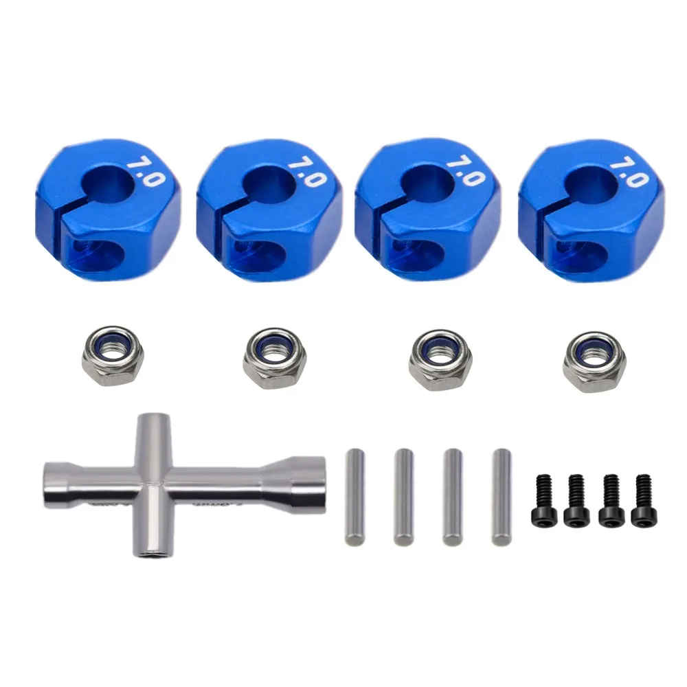 Vgoohobby 12mm RC Car Wheel Hex Hub Adapters With Fake Brake Discs - 4 Pack For 1/10 On-Road Cars (Red)