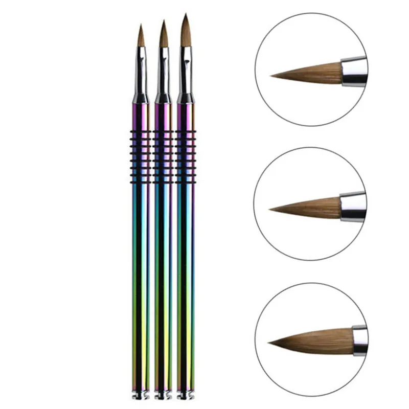Nail Art Line Painting Drawing Brush Metal Handle UV Gel Extension Builder Polish Carving Pen Manicure Accessories Tool 3