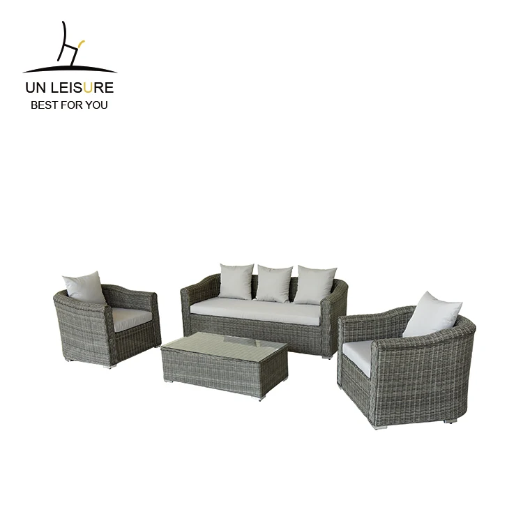 Juego de sofás de jardín RATTAN gris claro