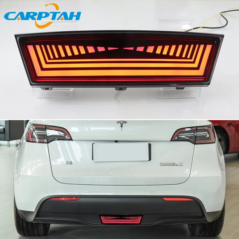 

LED Rear Fog Lamp For Tesla Model Y 2019 - 2022 3-in-1 Functions Rear Running Light Brake Light Dynamic Turn Signal Reflector