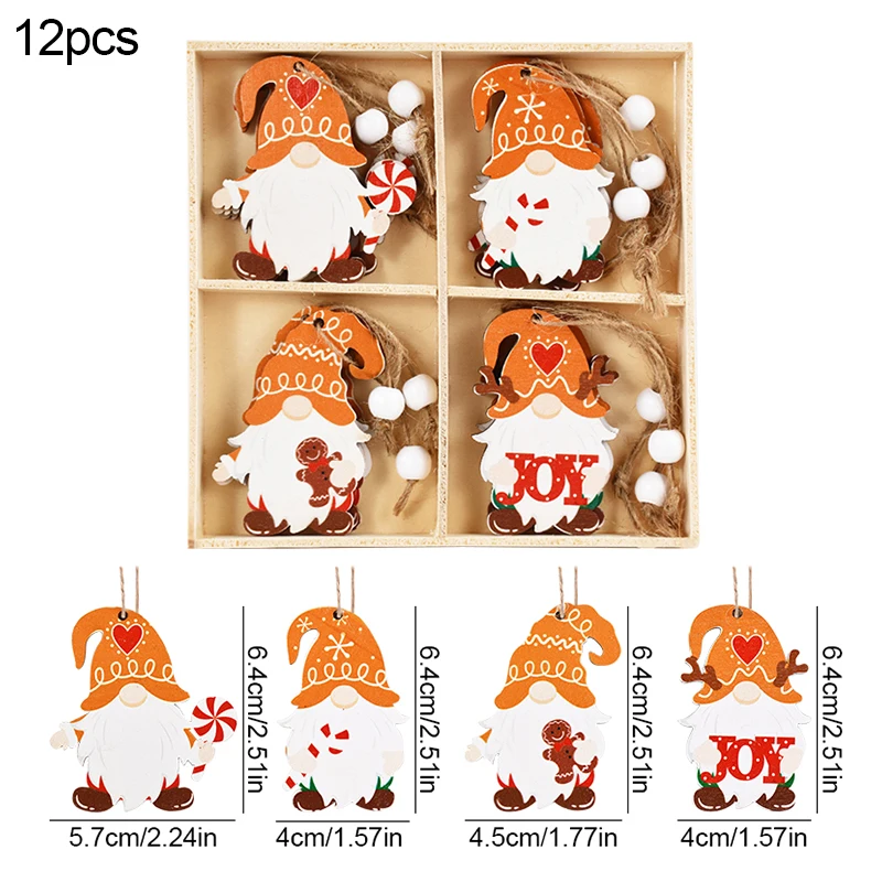 Rustic Christmas Wooden Pendant Ornaments - Gingerbread Man & Gnome Festive Decor