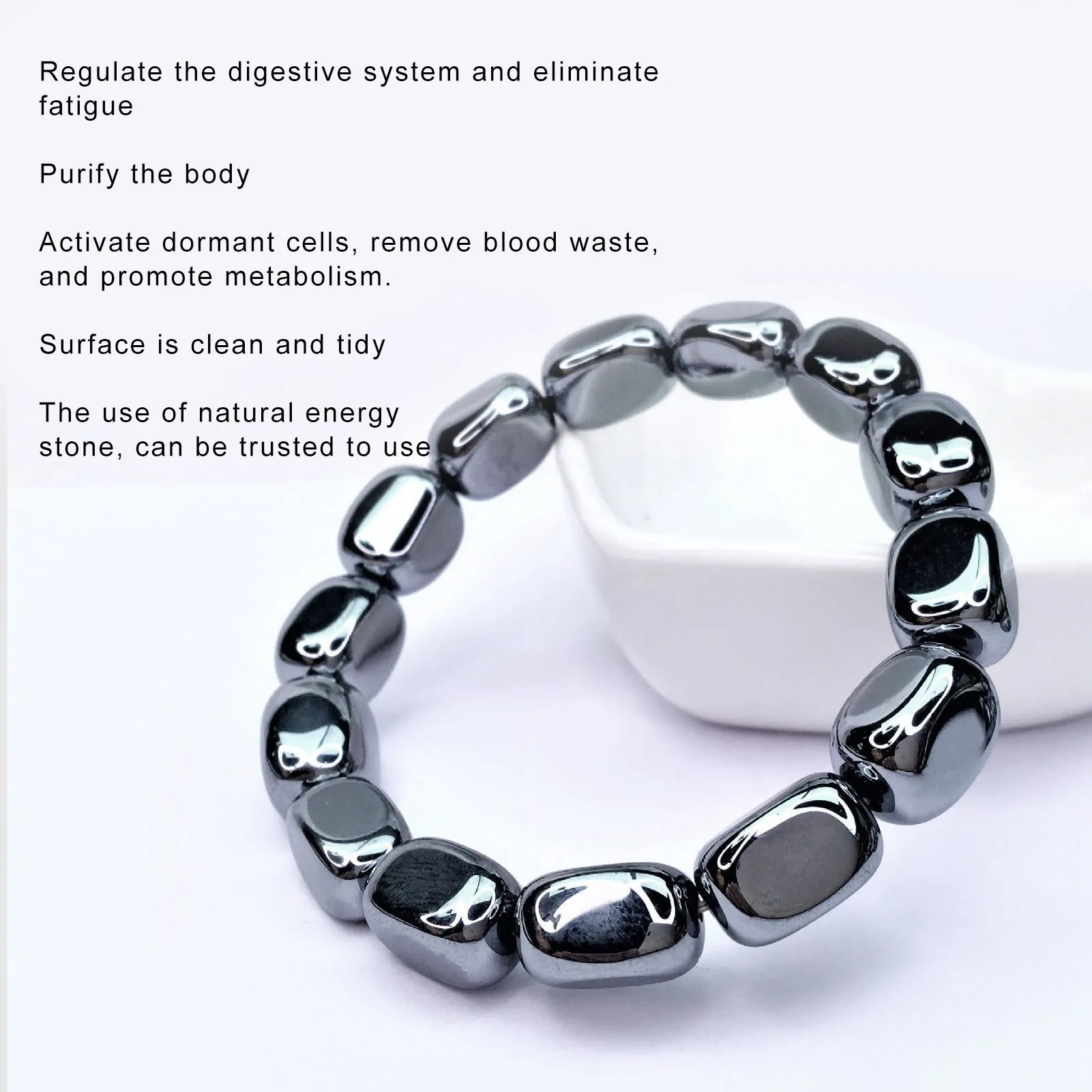 Terahertz Bracelet Energy Stone Loose Elastic Natural Beads for Women Men