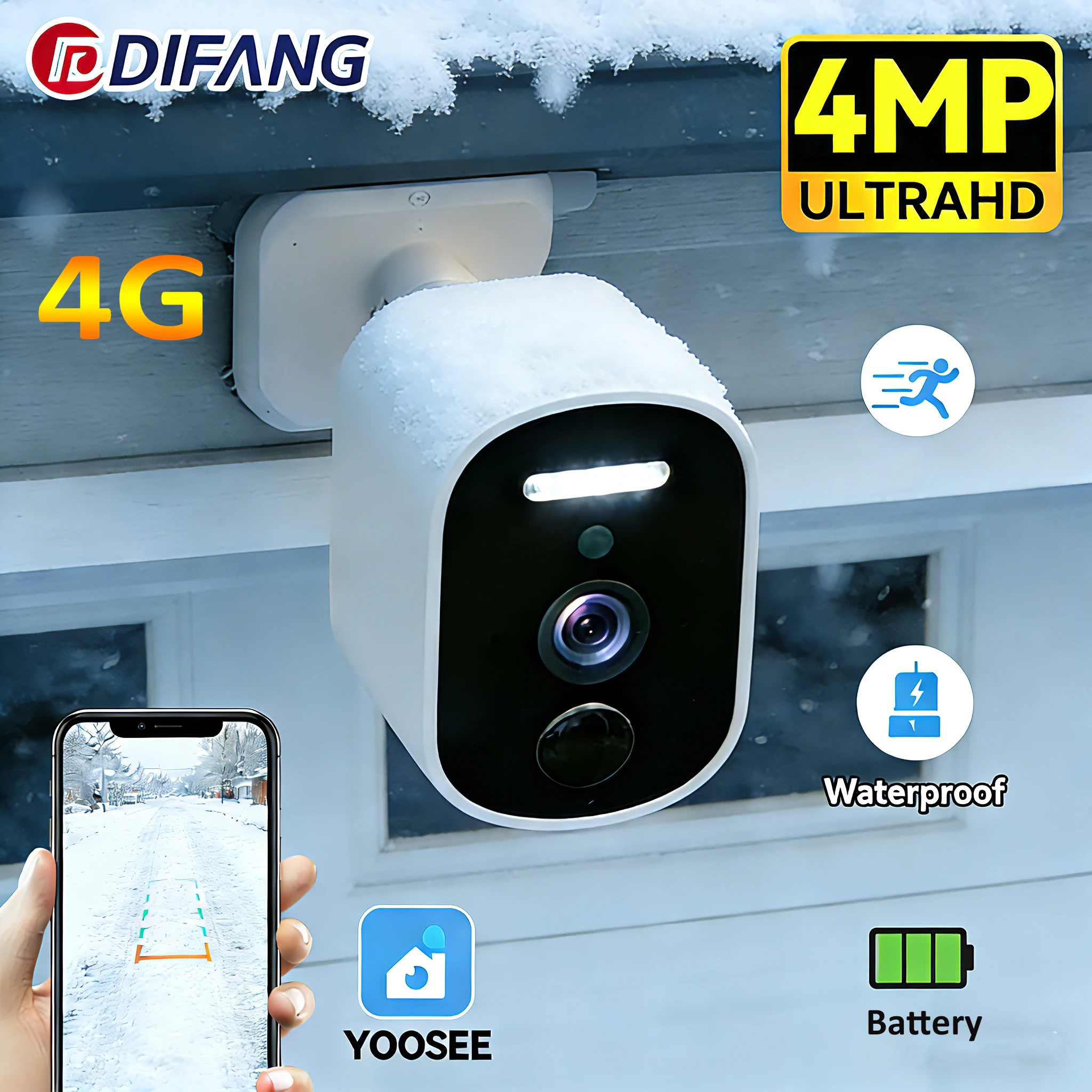 Yoosee 4G Sim Card Camera Portable 4MP Wireless Surveillance Camera 5000mAh Battery Video Monitor Outdoor Mini Security Camera 1