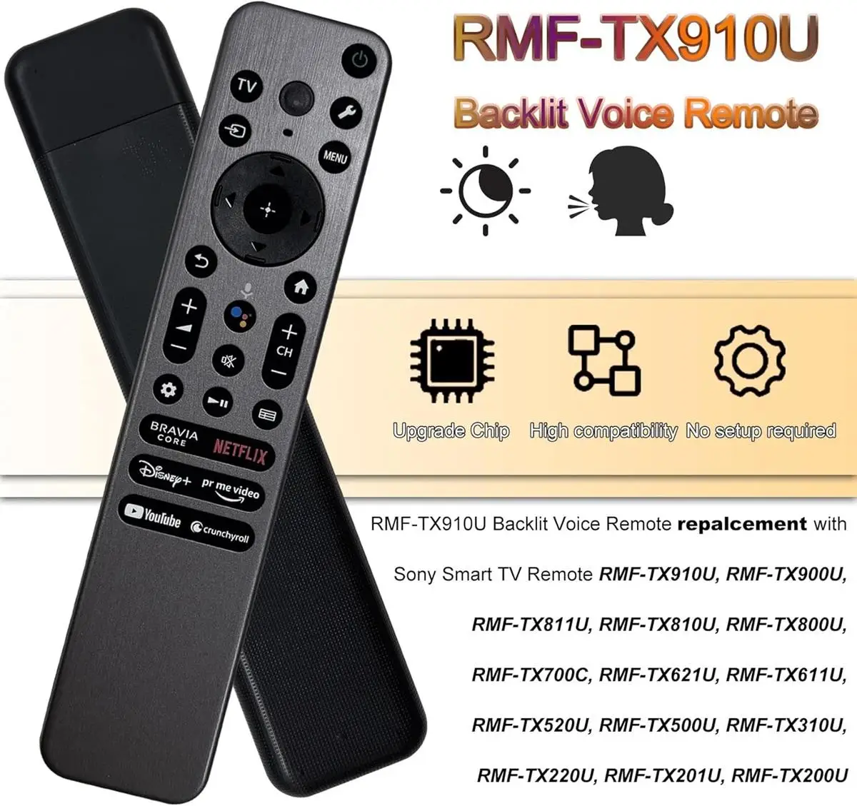 새로운 음성 리모컨 RMF-TX910U 백라이트  스마트 TV XR-65A80L K..