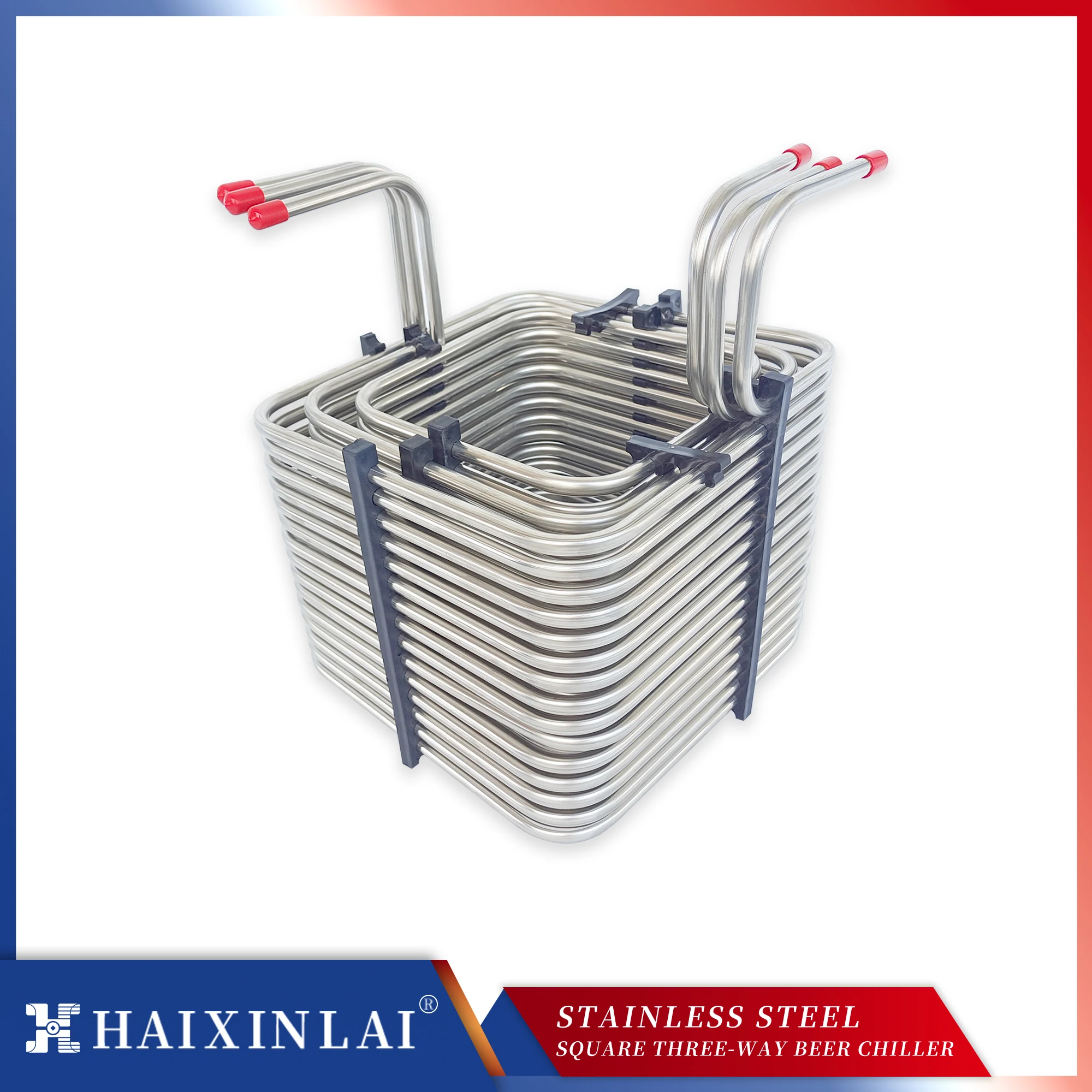3-way square stainless steel cooling coil, 3-head cooling wine pipe, water-cooled beer machine pipe, draft beer machine
