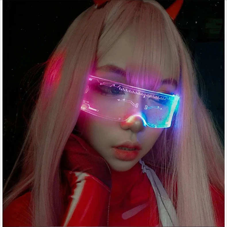 square sunglasses LED Luminous Sunglasses Vintage Punk Goggles Men Women Fashion Party Christmas Colorful Light Up Glasses Shades UV400 coach sunglasses