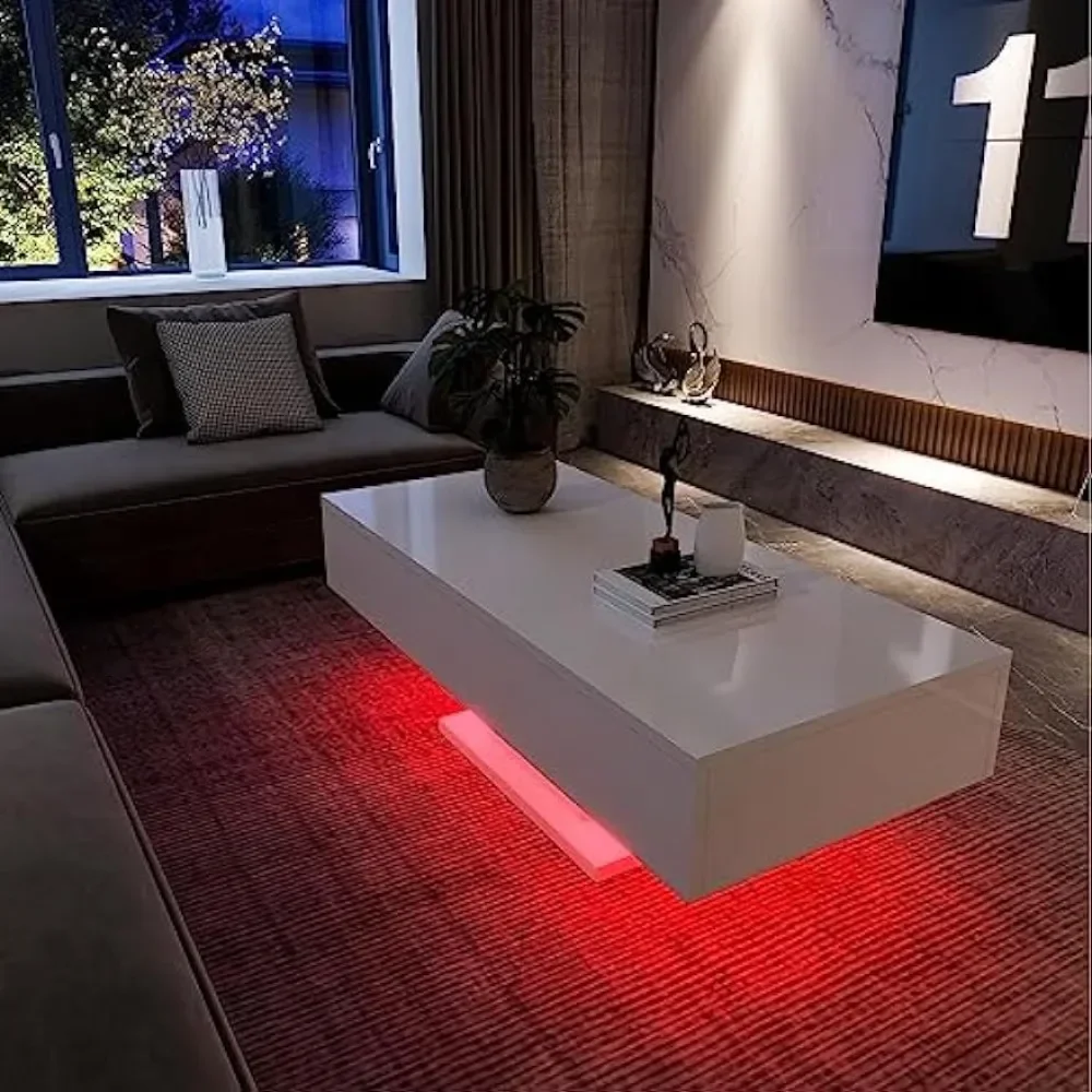 Coffee Table and Chair Set with Remote Control, Dining Room Table, RGB Light, Center Tables for Rooms, Living Room Furniture