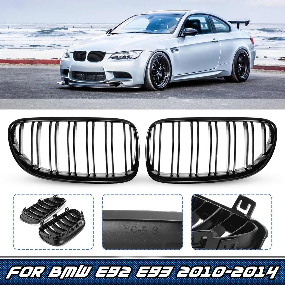 

Глянцевый черный передний бампер, решетка для радиатора BMW 3-Series E92 E93 Facelift 2010-2014, гоночная сетчатая решетка
