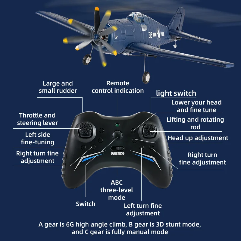 Avion RC F6F Hellcat Brushless 4CH Gyroscope Stabilisé