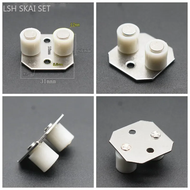 2pcs Sliding Door Rail System Wheels Shower Door Rollers Silent Guide Pulley Limiter Household Hardware Accessories
