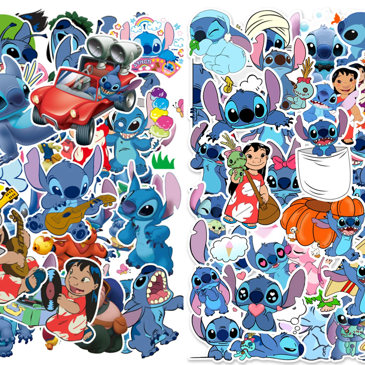 100 Autocollants Lilo & Stitch - Vinyle PVC - Résistants à L'Eau Et UV - Pour Déco Ordinateur, Valise, Etc.