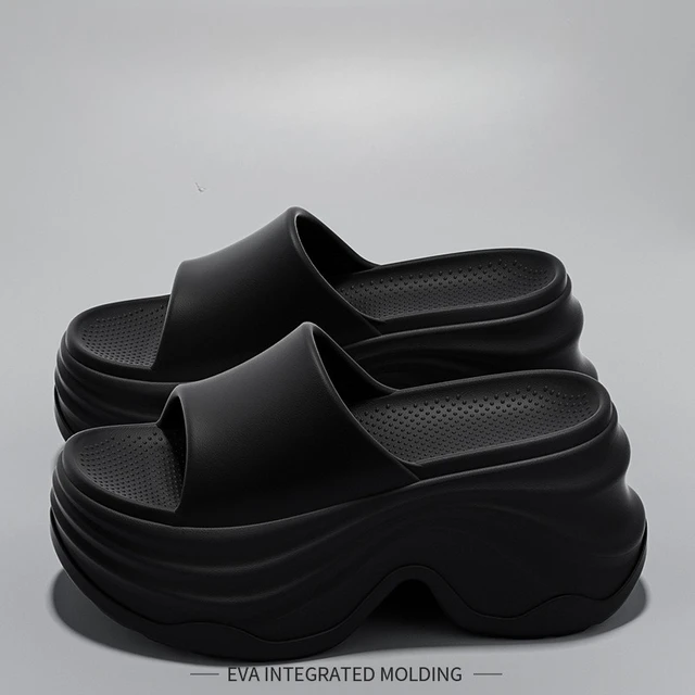 YNPO Solid Color EVA Platform Slippers Women Thick Sole Non Slip Beach Slides Sandals Lady Summer Soft Sole Wedge Heel Slipper 1