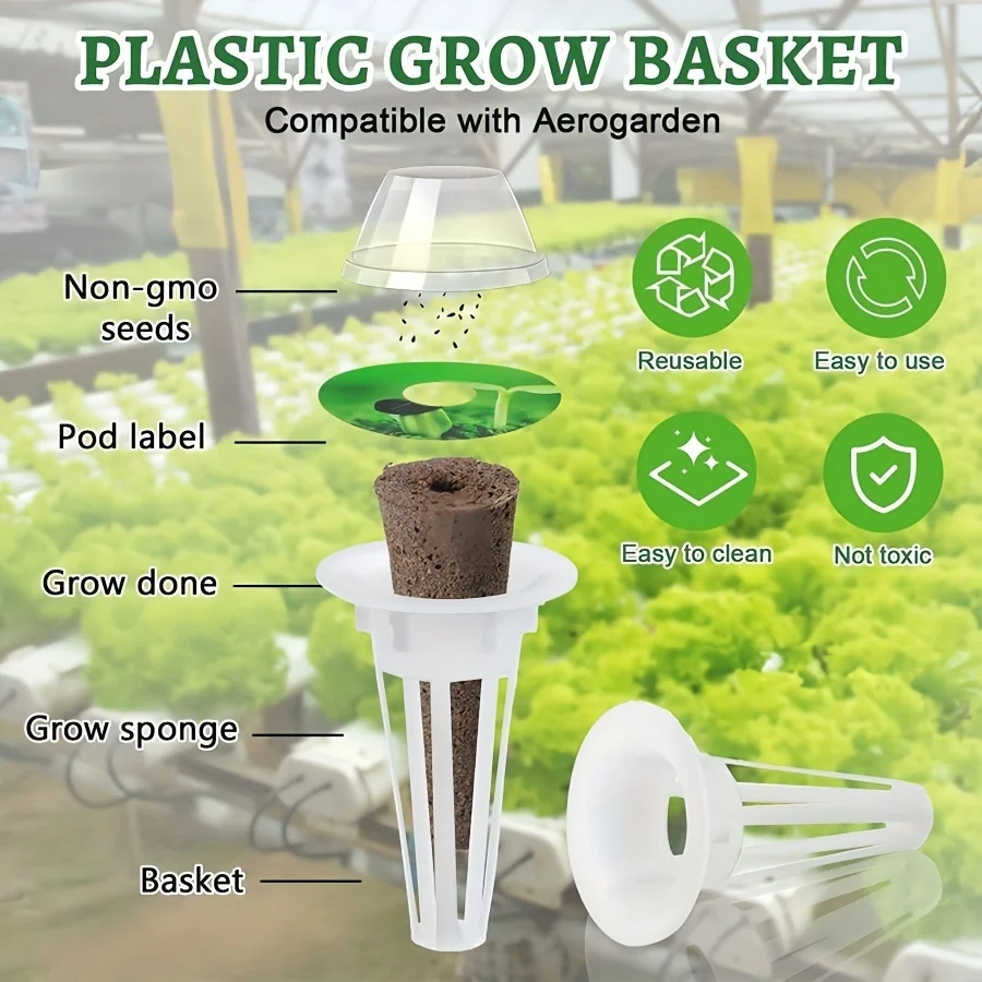 120pcs Hydroponic Garden Accessories Pod Kit Including Grow Baskets Transparent Insulation Lids Plant Grow Sponges Labels For Se hydroponic garden kit