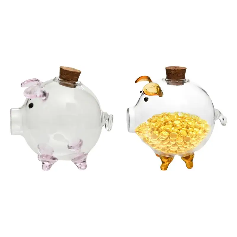 Pig Piggy Bank Money Boxes Coin Saving Box Cute Transparent Glass Souvenir Birth Money Jar Clear Pig Shape Jar Box