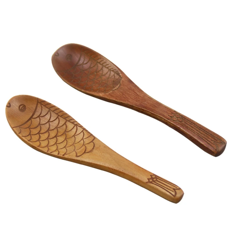 

Japanese Fish Shaped Spoon Hand Carved Texture Tableware
