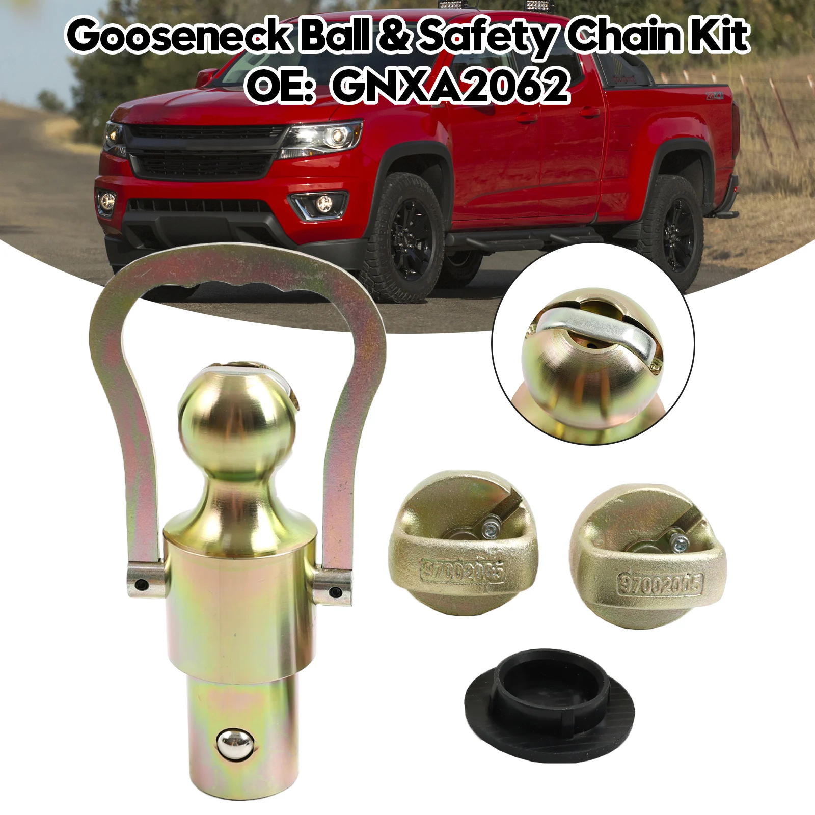 

Artudatech 30000 lbs Capacity Gooseneck Ball & Safety Chain Kit GNXA2062 for Ram Trucks