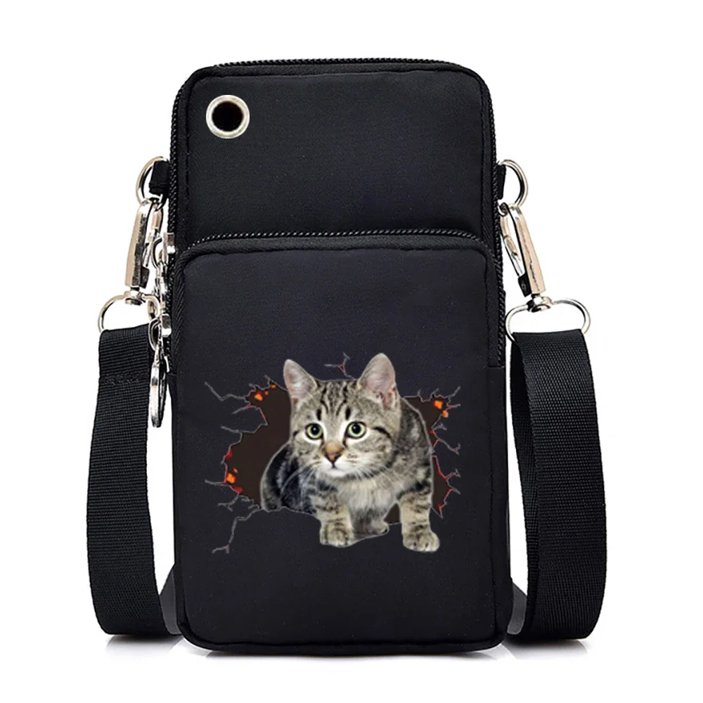 Cute Cat Graphics Women Crossbody Messenger Mobile Phone Bag mobile phone bag,women messenger bag